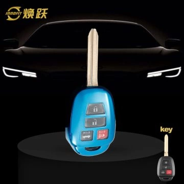 TOP1T1-White Transparent Button-Blue Plating- Car Key Cover For Toyota
