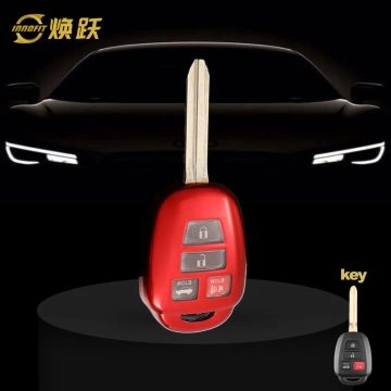 TOP1T1-White Transparent Button-Red Plating- Car Key Cover For Toyota