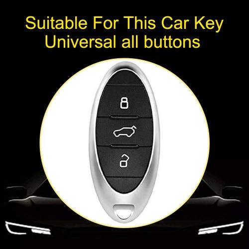 BEA1T1-White Transparent Button-Silver Plating- Car Key Cover For Bestune