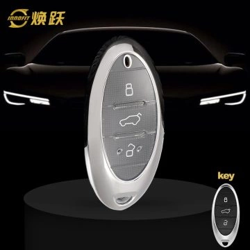 BEA1T1-White Transparent Button-Silver Plating- Car Key Cover For Bestune