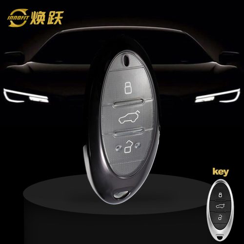 BEA1T1-White Transparent Button-Black Plating- Car Key Cover For Bestune