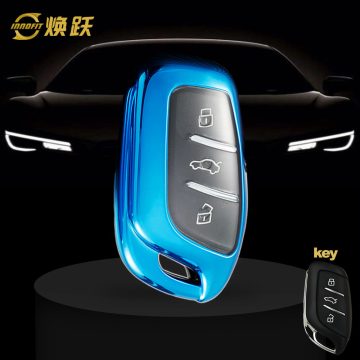 ROB1T1-White Transparent Button-Blue Plating- Car Key Cover For Roewe