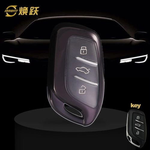ROB1T1-White Transparent Button-Black Plating- Car Key Cover For Roewe