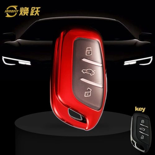 ROB1T1-White Transparent Button-Red Plating- Car Key Cover For Roewe