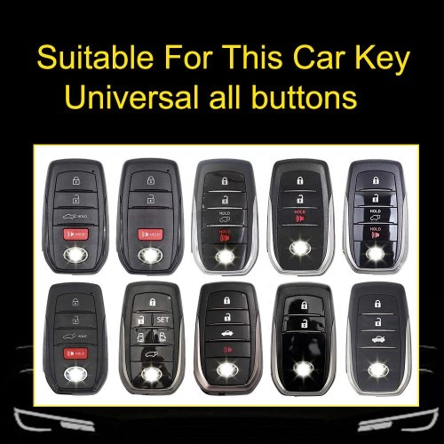 TOC1T1-White Transparent Button-Rose Gold Plating- Car Key Cover For Toyota