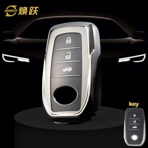 TOC1T1-White Transparent Button-Silver Plating- Car Key Cover For Toyota
