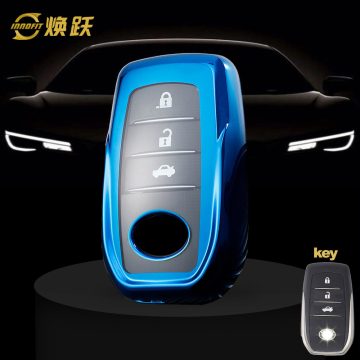 TOC1T1-White Transparent Button-Blue Plating- Car Key Cover For Toyota
