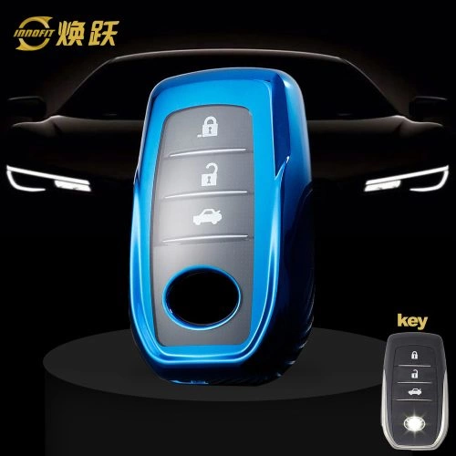 TOC1T1-White Transparent Button-Blue Plating- Car Key Cover For Toyota