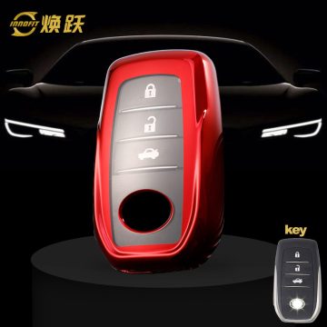 TOC1T1-White Transparent Button-Red Plating- Car Key Cover For Toyota
