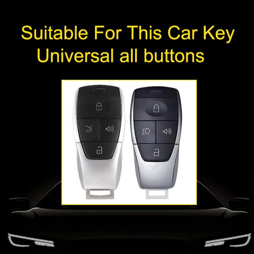 BIB1T1-White Transparent Button-Silver Plating- Car Key Cover For BAIC