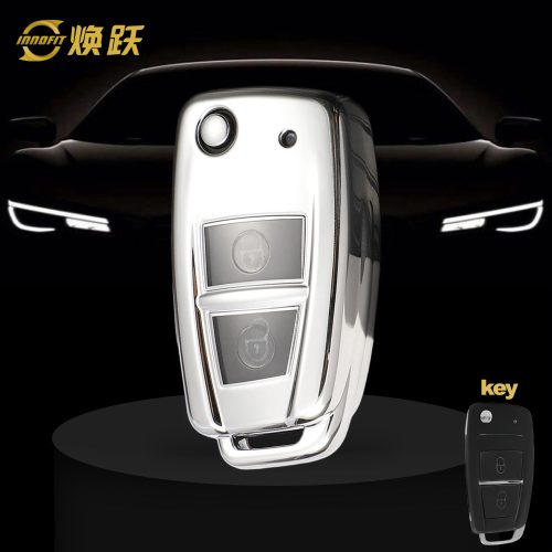 VEB1T1-White Transparent Button-Silver Plating- Car Key Cover For Venucia
