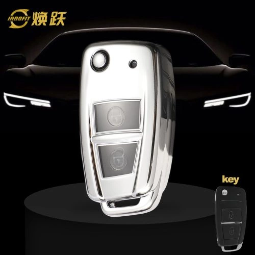 VEB1T1-White Transparent Button-Silver Plating- Car Key Cover For Venucia