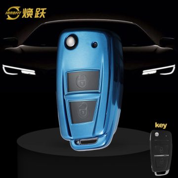 VEB1T1-White Transparent Button-Blue Plating- Car Key Cover For Venucia