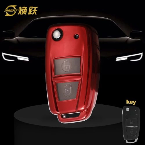 VEB1T1-White Transparent Button-Red Plating- Car Key Cover For Venucia