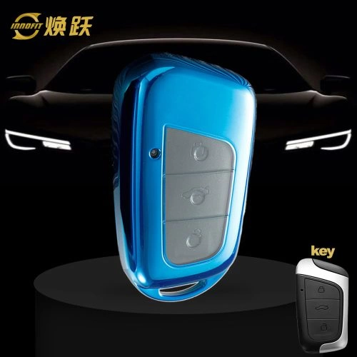 CRB1T1-White Transparent Button-Blue Plating- Car Key Cover For Chery