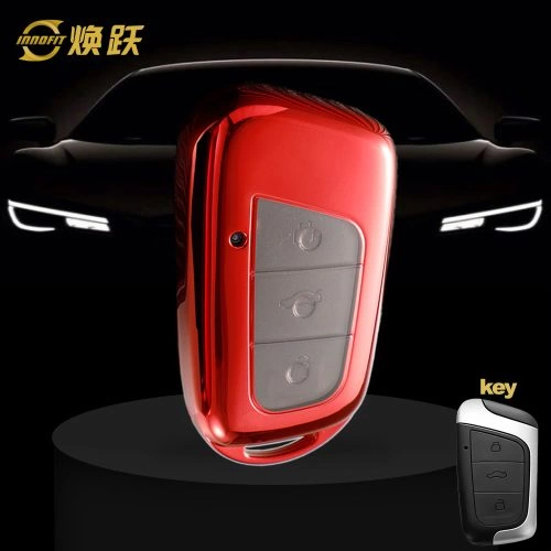 CRB1T1-White Transparent Button-Red Plating- Car Key Cover For Chery