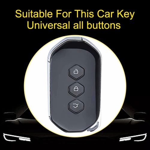 WUD1T1-White Transparent Button-Silver Plating- Car Key Cover For Wuling