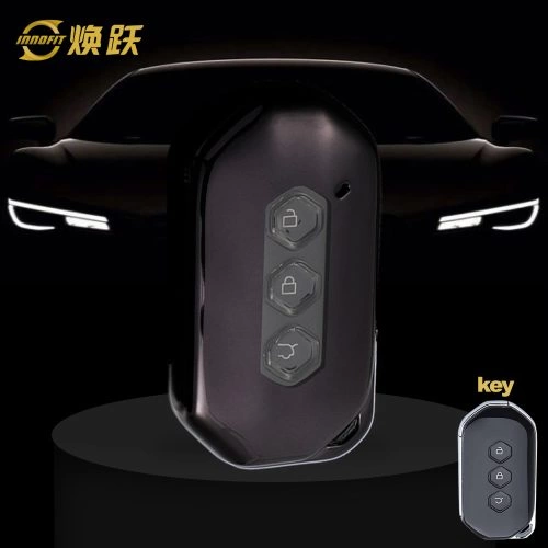 WUD1T1-White Transparent Button-Black Plating- Car Key Cover For Wuling