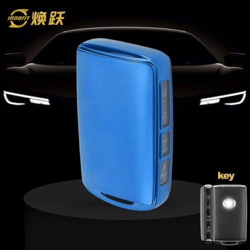 MAA1T1-White Transparent Button-Blue Plating- Car Key Cover For Mazda