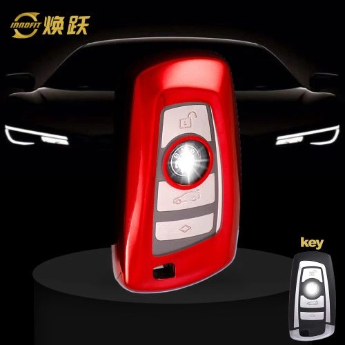 BMC1T1-White Transparent Button-Red Plating- Car Key Cover For BMW