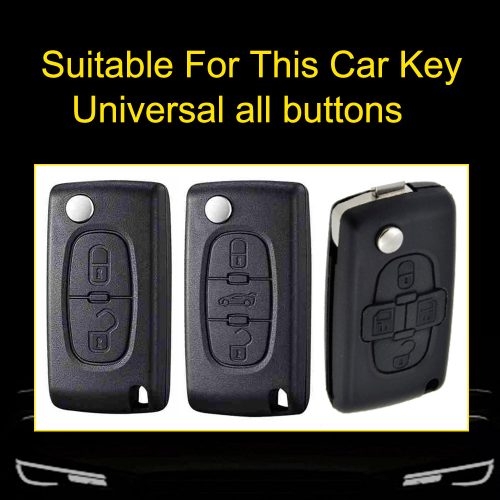 PUE1T1-White Transparent Button-Rose Gold Plating- Car Key Cover For Peugeot