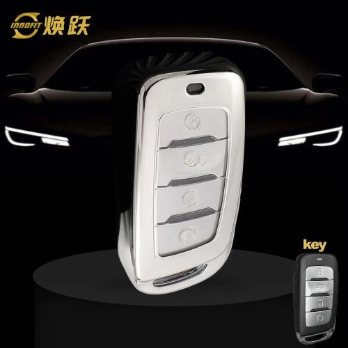 CHD1T1-White Transparent Button-Silver Plating- Car Key Cover For CHANGAN