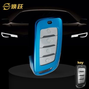 CHD1T1-White Transparent Button-Blue Plating- Car Key Cover For CHANGAN
