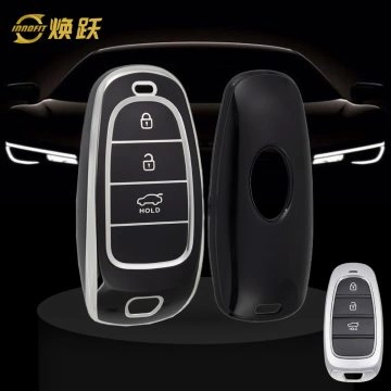 HYE1T1-Black-Silver Plating- Car Key Cover For Hyundai
