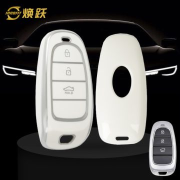 HYE1T1-White-Silver Plating Car Key Cover For Hyundai