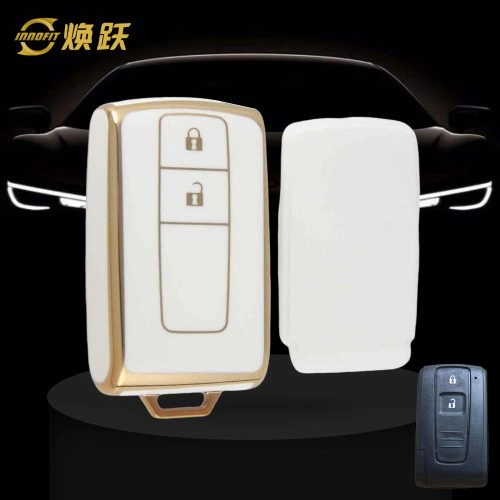 TOF1T1-White-Gold Plating- Car Key Cover For Toyota