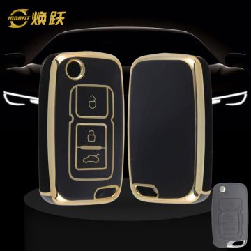 GEF1T1-Black-Gold Plating- Car Key Cover For Geely Auto