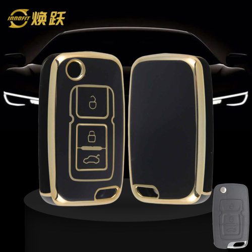 GEF1T1-Black-Gold Plating- Car Key Cover For Geely Auto