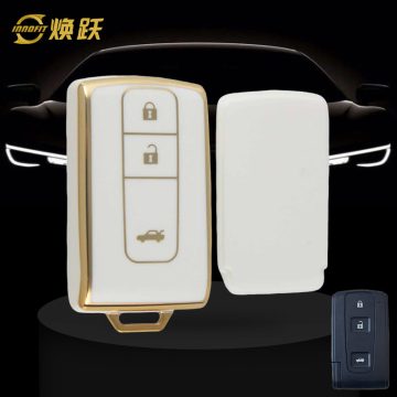 TOF3T1-White-Gold Plating- Car Key Cover For Toyota
