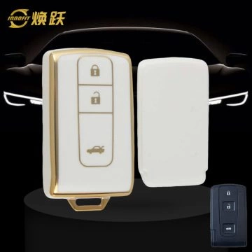 TOF3T1-White-Gold Plating- Car Key Cover For Toyota