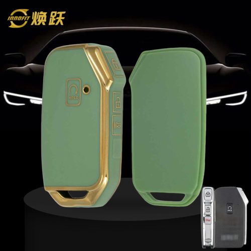 KIK6T1-Green-Gold Plating- Car Key Cover For Kia