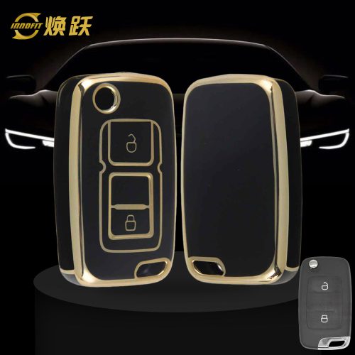 GEF2T1-Black-Gold Plating- Car Key Cover For Geely Auto