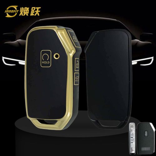 KIK7T1-Black-Gold Plating- Car Key Cover For Kia