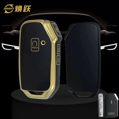 KIK7T1-Black-Gold Plating- Car Key Cover For Kia
