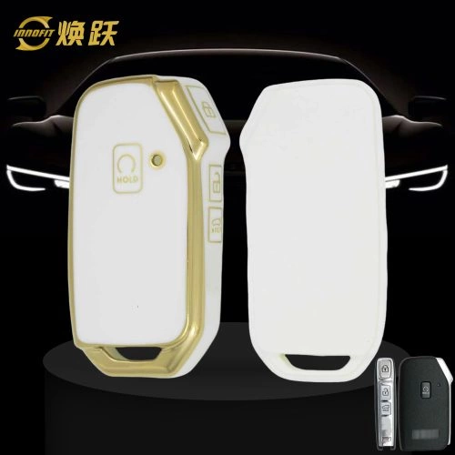KIK7T1-White-Gold Plating- Car Key Cover For Kia