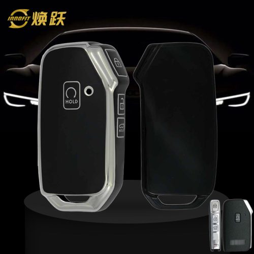 KIK7T1-Black-Silver Plating- Car Key Cover For Kia