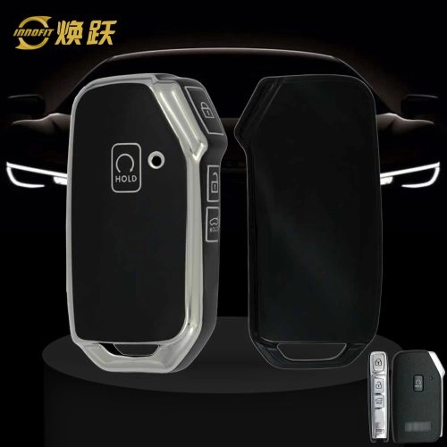 KIK7T1-Black-Silver Plating- Car Key Cover For Kia
