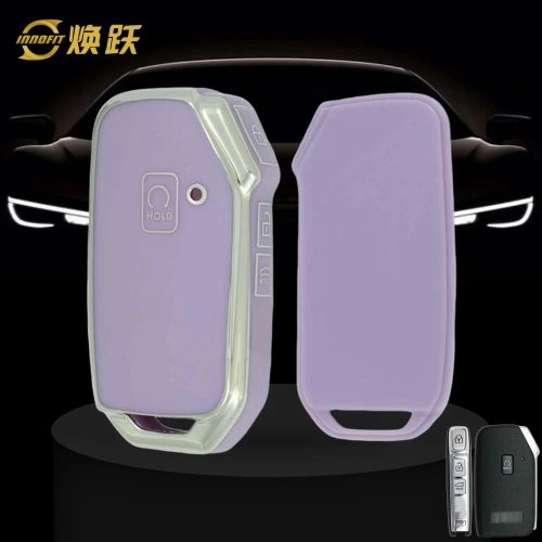 KIK7T1-Purple-Silver Plating- Car Key Cover For Kia