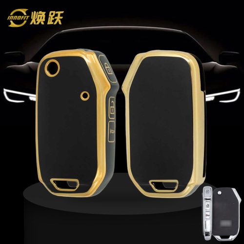 KIM3T1-Black-Gold Plating- Car Key Cover For Kia
