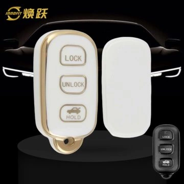 TOM3T1-White-Gold Plating- Car Key Cover For Toyota