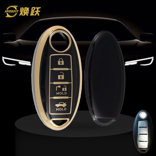 NIB9T1-Black-Gold Plating- Car Key Cover For Nissan