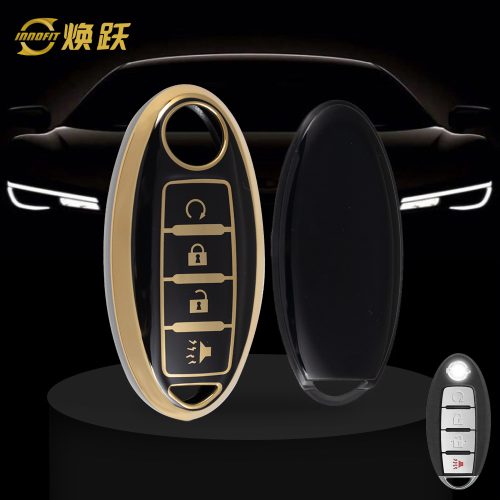 NIB7T1-Black-Gold Plating- Car Key Cover For Nissan