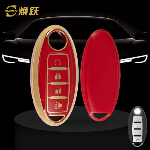 NIB7T1-Red-Gold Plating- Car Key Cover For Nissan