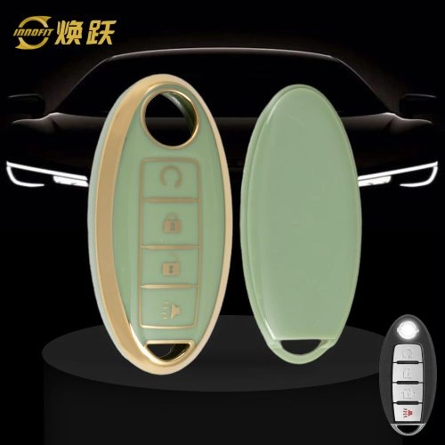 NIB7T1-Green-Gold Plating- Car Key Cover For Nissan