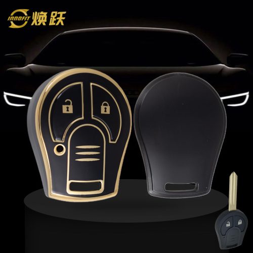 NIE2T1-Black-Gold Plating- Car Key Cover For Nissan