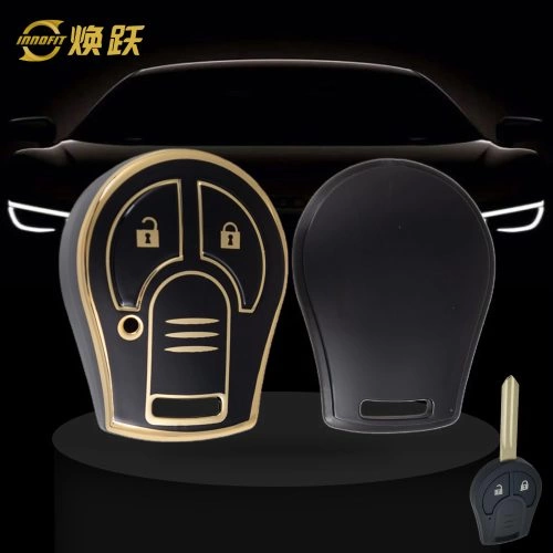 NIE2T1-Black-Gold Plating- Car Key Cover For Nissan